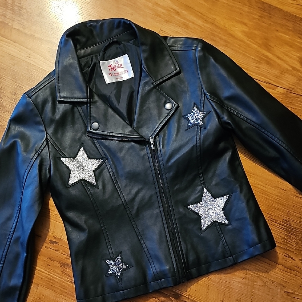 Justice Black Jacket with Silver Stars. MUST BUNDLE